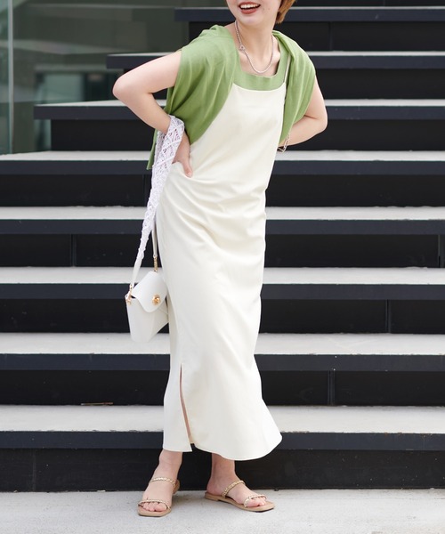 natural couture(ナチュラルクチュール)の「WEB限定/ほんのりシアーカーディガン+タンクセット(カーディガン/ボレロ・レディース・アイボリー/ブラック/グリーン/サックスブルー/ピンク・FREE)」の18枚目の写真