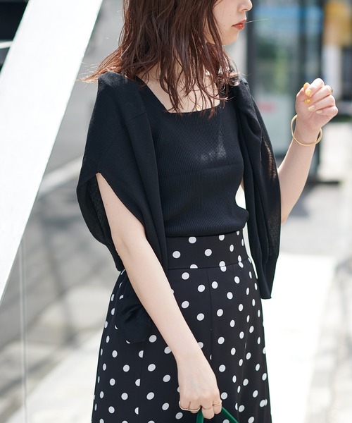 natural couture(ナチュラルクチュール)の「WEB限定/ほんのりシアーカーディガン+タンクセット(カーディガン/ボレロ・レディース・アイボリー/ブラック/グリーン/サックスブルー/ピンク・FREE)」の17枚目の写真