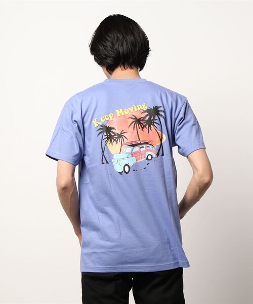 HOUSTON(ヒューストン)の「【HOUSTON】PRINT EMBROIDERY TEE (CAR)(Tシャツ/カットソー・メンズ・ホワイト/ブルー・MEDIUM/LARGE/X-LARGE/XX-LARGE)」の2枚目の写真