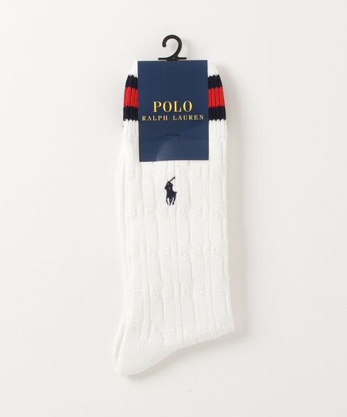 POLO RALPH LAUREN(ポロ ラルフ ローレン)の「ケーブルニット コットンブレンド クルー ソックス(ソックス/靴下・メンズ・レッド・ONE)」の2枚目の写真