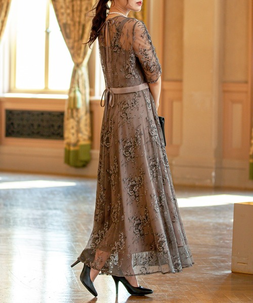 3Way ビスチェワンピース フラワーレース 結婚式 お呼ばれ パーティー