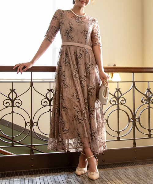 3Way ビスチェワンピース フラワーレース 結婚式 お呼ばれ パーティー