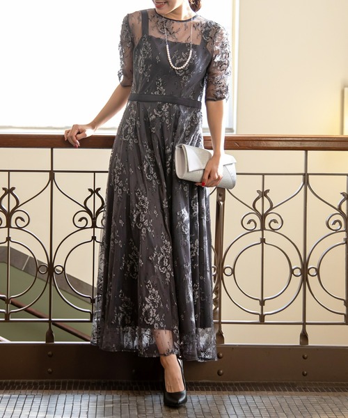 Kana（カナ）の「3Way ビスチェワンピース フラワーレース 結婚式 お呼ばれ パーティードレス（ドレス・レディース・ダークグレー/モカ/ライトパープル/ダークカーキ/アッシュグレー/ベージュ系その他/オリーブ・M/L/LL）」の18枚目の写真