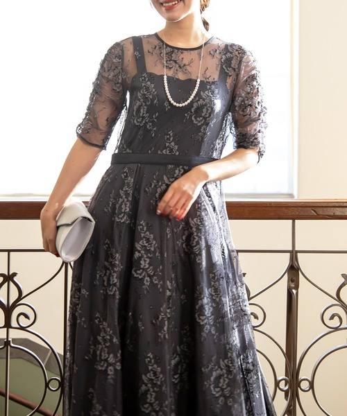 Kana（カナ）の「3Way ビスチェワンピース フラワーレース 結婚式 お呼ばれ パーティードレス（ドレス・レディース・ダークグレー/モカ/ライトパープル/ダークカーキ/アッシュグレー/ベージュ系その他/オリーブ・M/L/LL）」の21枚目の写真