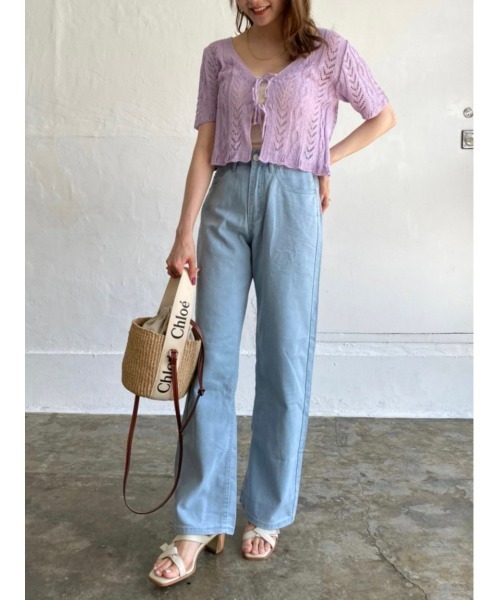 DAIS-Y（デイジー）の「ハイウエストワイドデニムパンツ（デニムパンツ・レディース・ライトブルー/ブルー・S/M）」の3枚目の写真