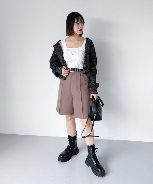 PAGEBOY（ページボーイ）の「ショートフードカーディガン（カーディガン/ボレロ・レディース・ブラック/オフホワイト/ブルー・FREE）」の14枚目の写真