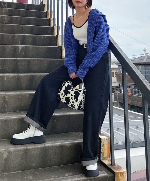 PAGEBOY（ページボーイ）の「ショートフードカーディガン（カーディガン/ボレロ・レディース・ブラック/オフホワイト/ブルー・FREE）」の19枚目の写真