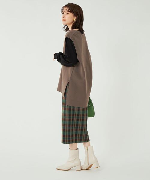 GREEN LABEL RELAXING ベスト Vネック レイヤード チェック green label relaxing（グリーンレーベルリラクシング）の「V