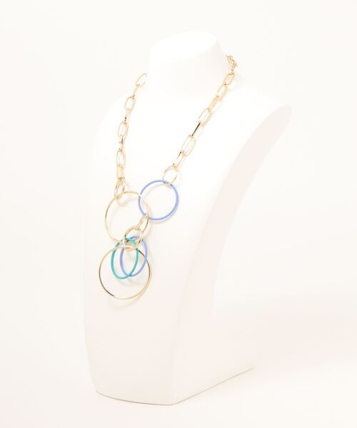 KU-CROISSANT（クークロワッサン）の「サークルチェーンネックレス（ネックレス・レディース・ブルー/ホワイト×ブラック・ONE SIZE）」の3枚目の写真