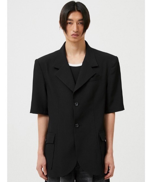 ESC STUDIO（イーエスシースタジオ）の「【ESC STUDIO/イーエスシースタジオ】oversize short sleeve blazer/オーバーサイズ 半袖 ブレザー テーラードジャケット シンプル（テーラードジャケット・メンズ・ブラック/ベージュ系その他・ONE SIZE）」の12枚目の写真