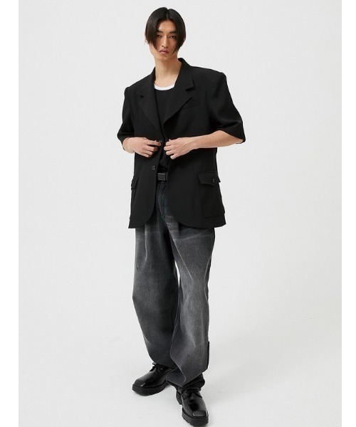 ESC STUDIO（イーエスシースタジオ）の「【ESC STUDIO/イーエスシースタジオ】oversize short sleeve blazer/オーバーサイズ 半袖 ブレザー テーラードジャケット シンプル（テーラードジャケット・メンズ・ブラック/ベージュ系その他・ONE SIZE）」の17枚目の写真