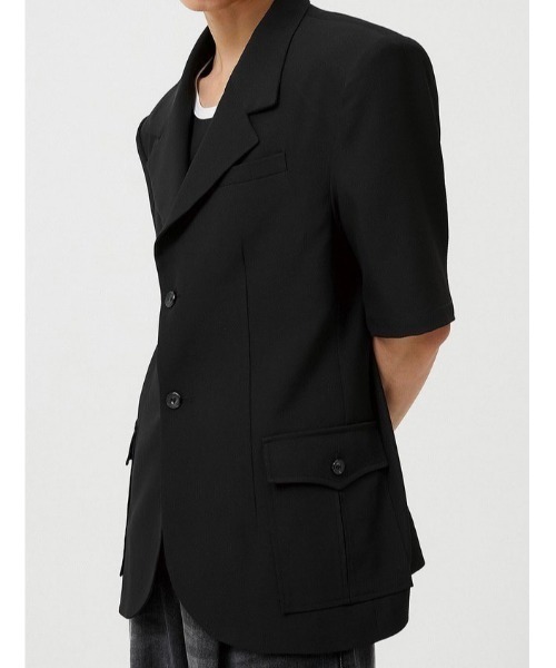 ESC STUDIO（イーエスシースタジオ）の「【ESC STUDIO/イーエスシースタジオ】oversize short sleeve blazer/オーバーサイズ 半袖 ブレザー テーラードジャケット シンプル（テーラードジャケット・メンズ・ブラック/ベージュ系その他・ONE SIZE）」の15枚目の写真