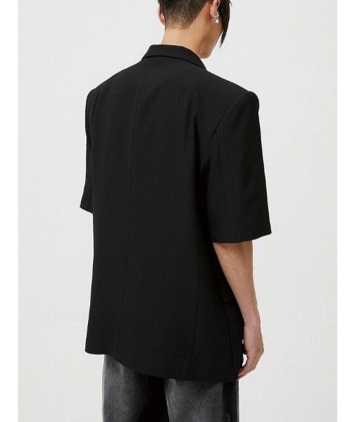 ESC STUDIO（イーエスシースタジオ）の「【ESC STUDIO/イーエスシースタジオ】oversize short sleeve blazer/オーバーサイズ 半袖 ブレザー テーラードジャケット シンプル（テーラードジャケット・メンズ・ブラック/ベージュ系その他・ONE SIZE）」の10枚目の写真