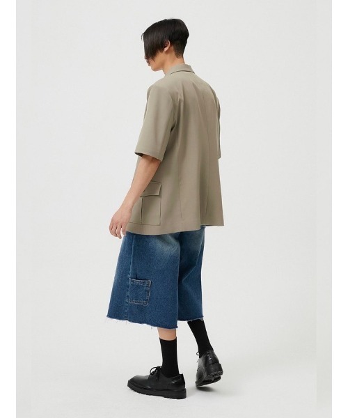 ESC STUDIO（イーエスシースタジオ）の「【ESC STUDIO/イーエスシースタジオ】oversize short sleeve blazer/オーバーサイズ 半袖 ブレザー テーラードジャケット シンプル（テーラードジャケット・メンズ・ブラック/ベージュ系その他・ONE SIZE）」の20枚目の写真