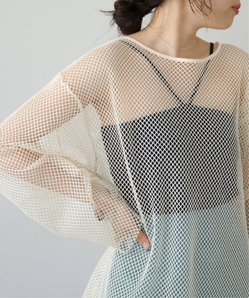 RAY CASSIN（レイカズン）の「メッシュゆるプルオーバー（ニット/セーター・レディース・ブラック/キナリ・FREE）」の10枚目の写真