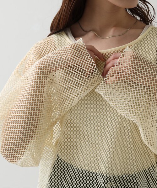 RAY CASSIN（レイカズン）の「メッシュゆるプルオーバー（ニット/セーター・レディース・ブラック/キナリ・FREE）」の17枚目の写真