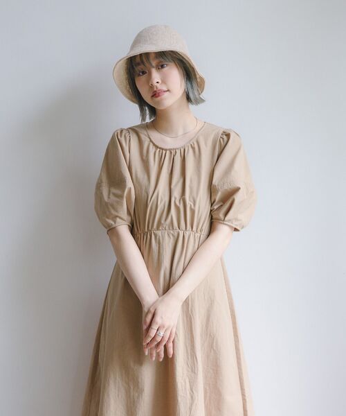 RETRO GIRL（レトロガール）の「バックデザインランタンスリーブワンピ（ワンピース・レディース・ブラック/ナチュラル/ブラウン・FREE）」の5枚目の写真