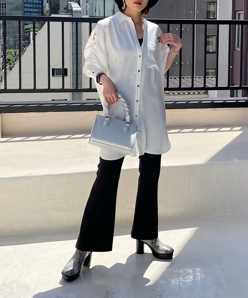 PAGEBOY（ページボーイ）の「スナップサテンチュニックシャツ（シャツ/ブラウス・レディース・ブラック/オフホワイト/ブラウン系その他/エメラルド・FREE）」の19枚目の写真