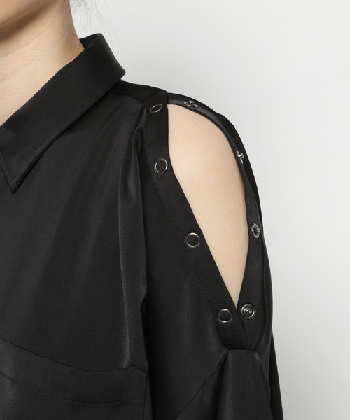 PAGEBOY（ページボーイ）の「スナップサテンチュニックシャツ（シャツ/ブラウス・レディース・ブラック/オフホワイト/ブラウン系その他/エメラルド・FREE）」の17枚目の写真