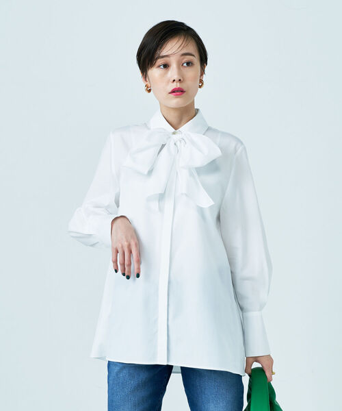 NOLLEY’S(ノーリーズ)の「◇【WEB限定】ボウタイ付きフレアシャツ(シャツ/ブラウス・レディース・オフホワイト/サックスブルー/ベビーピンク/ブルー系その他7・38)」の11枚目の写真