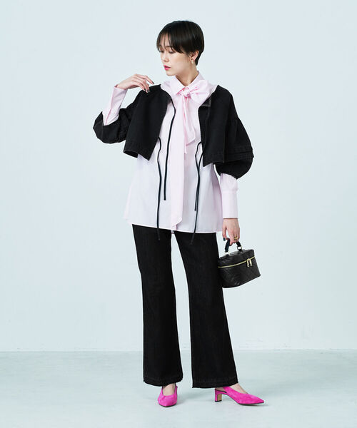 NOLLEY’S(ノーリーズ)の「◇【WEB限定】ボウタイ付きフレアシャツ(シャツ/ブラウス・レディース・オフホワイト/サックスブルー/ベビーピンク/ブルー系その他7・38)」の6枚目の写真