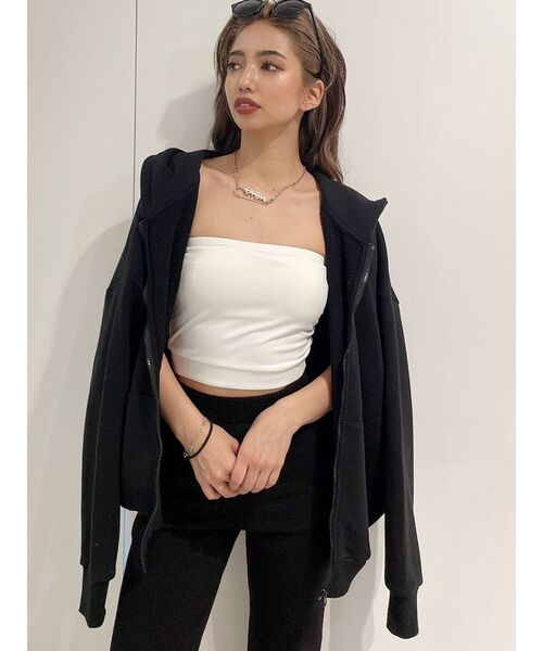 GYDA（ジェイダ）の「GYDIES ANGEL LOOSE ZIPUPパーカー（パーカー・レディース・オフホワイト/ブラック/ベージュ・FREE）」の12枚目の写真