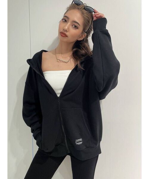 GYDA（ジェイダ）の「GYDIES ANGEL LOOSE ZIPUPパーカー（パーカー・レディース・オフホワイト/ブラック/ベージュ・FREE）」の5枚目の写真