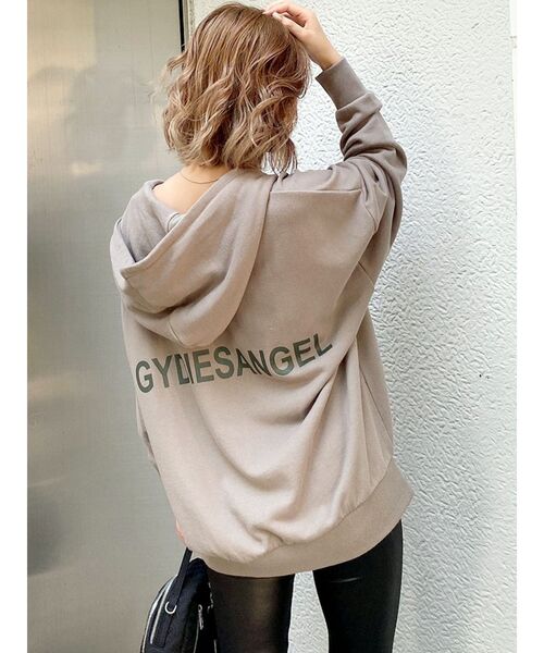 GYDA（ジェイダ）の「GYDIES ANGEL LOOSE ZIPUPパーカー（パーカー・レディース・オフホワイト/ブラック/ベージュ・FREE）」の8枚目の写真
