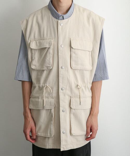 SENSE OF PLACE by URBAN RESEARCH（センスオブプレイスバイアーバンリサーチ）の「マルチポケットデニムベスト（ベスト・メンズ・アイボリー/ブラック・MEDIUM/LARGE）」の22枚目の写真