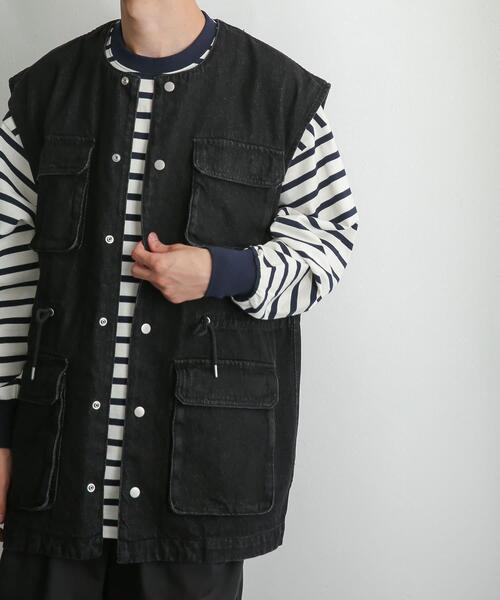 SENSE OF PLACE by URBAN RESEARCH（センスオブプレイスバイアーバンリサーチ）の「マルチポケットデニムベスト（ベスト・メンズ・アイボリー/ブラック・MEDIUM/LARGE）」の7枚目の写真
