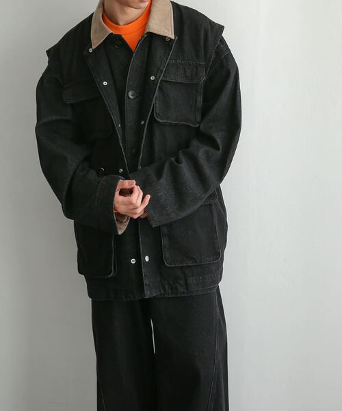 SENSE OF PLACE by URBAN RESEARCH（センスオブプレイスバイアーバンリサーチ）の「マルチポケットデニムベスト（ベスト・メンズ・アイボリー/ブラック・MEDIUM/LARGE）」の3枚目の写真