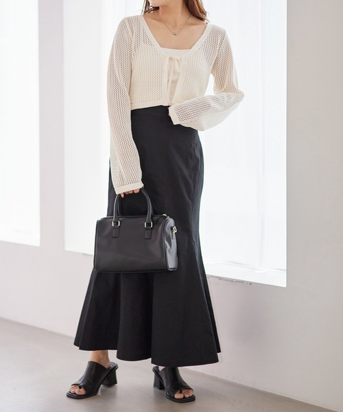 Heather（ヘザー）の「メッシュライクカーディガン　157073（カーディガン/ボレロ・レディース・ブラック/オフホワイト/ブルー・FREE）」の7枚目の写真