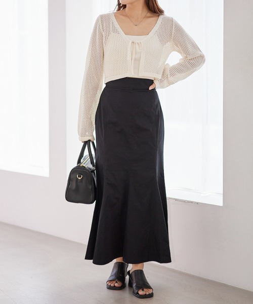 Heather（ヘザー）の「メッシュライクカーディガン　157073（カーディガン/ボレロ・レディース・ブラック/オフホワイト/ブルー・FREE）」の9枚目の写真