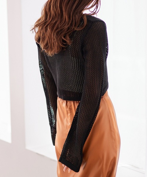 Heather（ヘザー）の「メッシュライクカーディガン　157073（カーディガン/ボレロ・レディース・ブラック/オフホワイト/ブルー・FREE）」の12枚目の写真