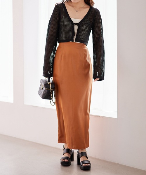 Heather（ヘザー）の「メッシュライクカーディガン　157073（カーディガン/ボレロ・レディース・ブラック/オフホワイト/ブルー・FREE）」の13枚目の写真