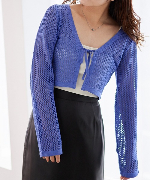 Heather（ヘザー）の「メッシュライクカーディガン　157073（カーディガン/ボレロ・レディース・ブラック/オフホワイト/ブルー・FREE）」の17枚目の写真
