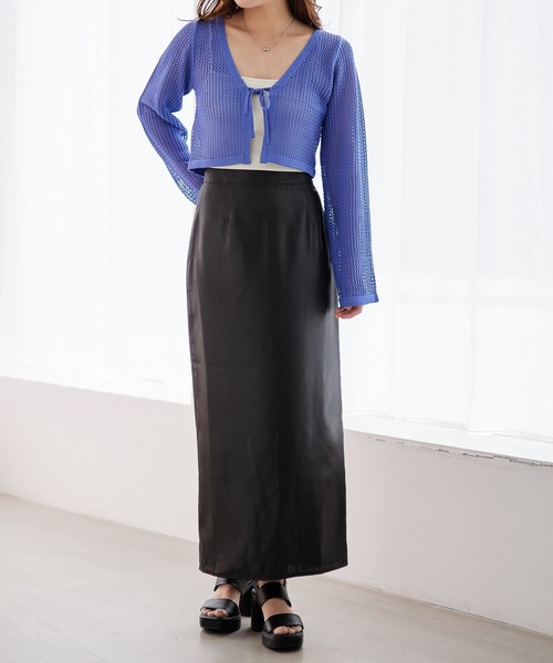 Heather（ヘザー）の「メッシュライクカーディガン　157073（カーディガン/ボレロ・レディース・ブラック/オフホワイト/ブルー・FREE）」の20枚目の写真