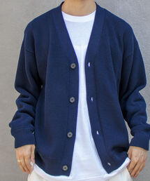 GLOSTER | 【GLOSTER/グロスター】片畦レイヤードVネックカーディガン ロンT付き ドロップショルダー(カーディガン/ボレロ)