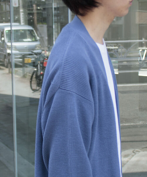 GLOSTER（グロスター）の「【GLOSTER/グロスター】片畦レイヤードVネックカーディガン ロンT付き ドロップショルダー（カーディガン/ボレロ・メンズ・チャコールグレー/ベージュ/サックスブルー/ネイビー・S/M/L）」の10枚目の写真