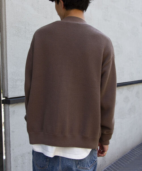 GLOSTER（グロスター）の「【GLOSTER/グロスター】片畦レイヤードVネックカーディガン ロンT付き ドロップショルダー（カーディガン/ボレロ・メンズ・チャコールグレー/ベージュ/サックスブルー/ネイビー・S/M/L）」の15枚目の写真