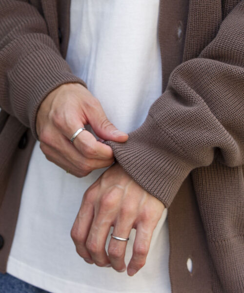 GLOSTER（グロスター）の「【GLOSTER/グロスター】片畦レイヤードVネックカーディガン ロンT付き ドロップショルダー（カーディガン/ボレロ・メンズ・チャコールグレー/ベージュ/サックスブルー/ネイビー・S/M/L）」の18枚目の写真