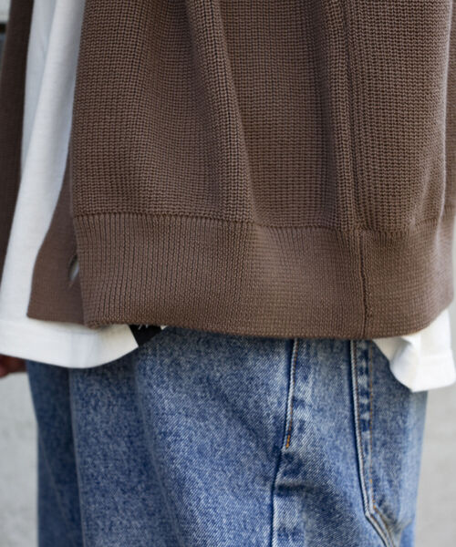 GLOSTER（グロスター）の「【GLOSTER/グロスター】片畦レイヤードVネックカーディガン ロンT付き ドロップショルダー（カーディガン/ボレロ・メンズ・チャコールグレー/ベージュ/サックスブルー/ネイビー・S/M/L）」の20枚目の写真