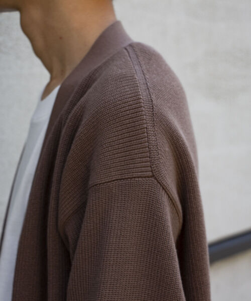 GLOSTER（グロスター）の「【GLOSTER/グロスター】片畦レイヤードVネックカーディガン ロンT付き ドロップショルダー（カーディガン/ボレロ・メンズ・チャコールグレー/ベージュ/サックスブルー/ネイビー・S/M/L）」の21枚目の写真