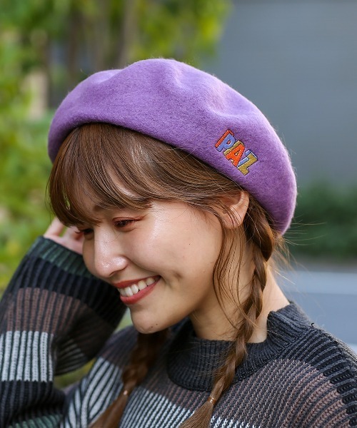 チチカカ（チチカカ）の「ボックスレター刺繍ベレー帽（ハンチング/ベレー帽・レディース・ブラック/ブルー/パープル・FREE）」の3枚目の写真