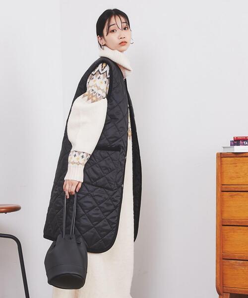 coen（コーエン）の「Bollington（ボリントン）キルティングロングベスト（ダウンベスト・レディース・オフホワイト/ブラック・L/M）」の16枚目の写真