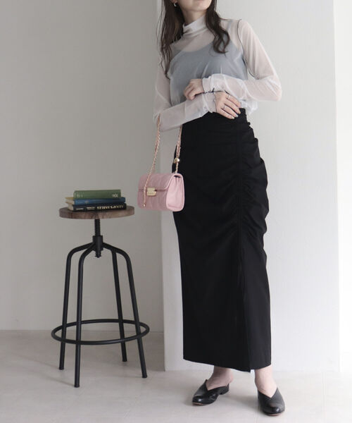 fredy emue（フレディエミュ）の「ドロストハイウエストスカート（スカート・レディース・オレンジ/サックスブルー/ブラック・38）」の9枚目の写真