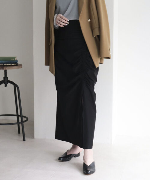 fredy emue（フレディエミュ）の「ドロストハイウエストスカート（スカート・レディース・オレンジ/サックスブルー/ブラック・38）」の13枚目の写真