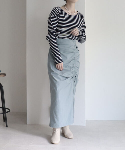 fredy emue（フレディエミュ）の「ドロストハイウエストスカート（スカート・レディース・オレンジ/サックスブルー/ブラック・38）」の19枚目の写真