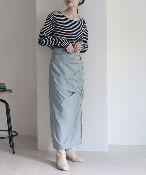 fredy emue（フレディエミュ）の「ドロストハイウエストスカート（スカート・レディース・オレンジ/サックスブルー/ブラック・38）」の20枚目の写真