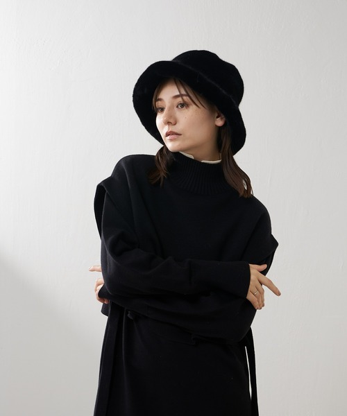 Lui's(ルイス)の「フェイクミンクバケットハット(ハット・レディース・ブラック/グレー・FREE)」の3枚目の写真